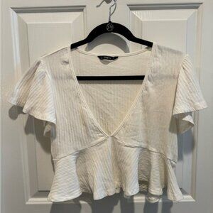 SHEIN V-Neck Ribbed Crop Top Size L